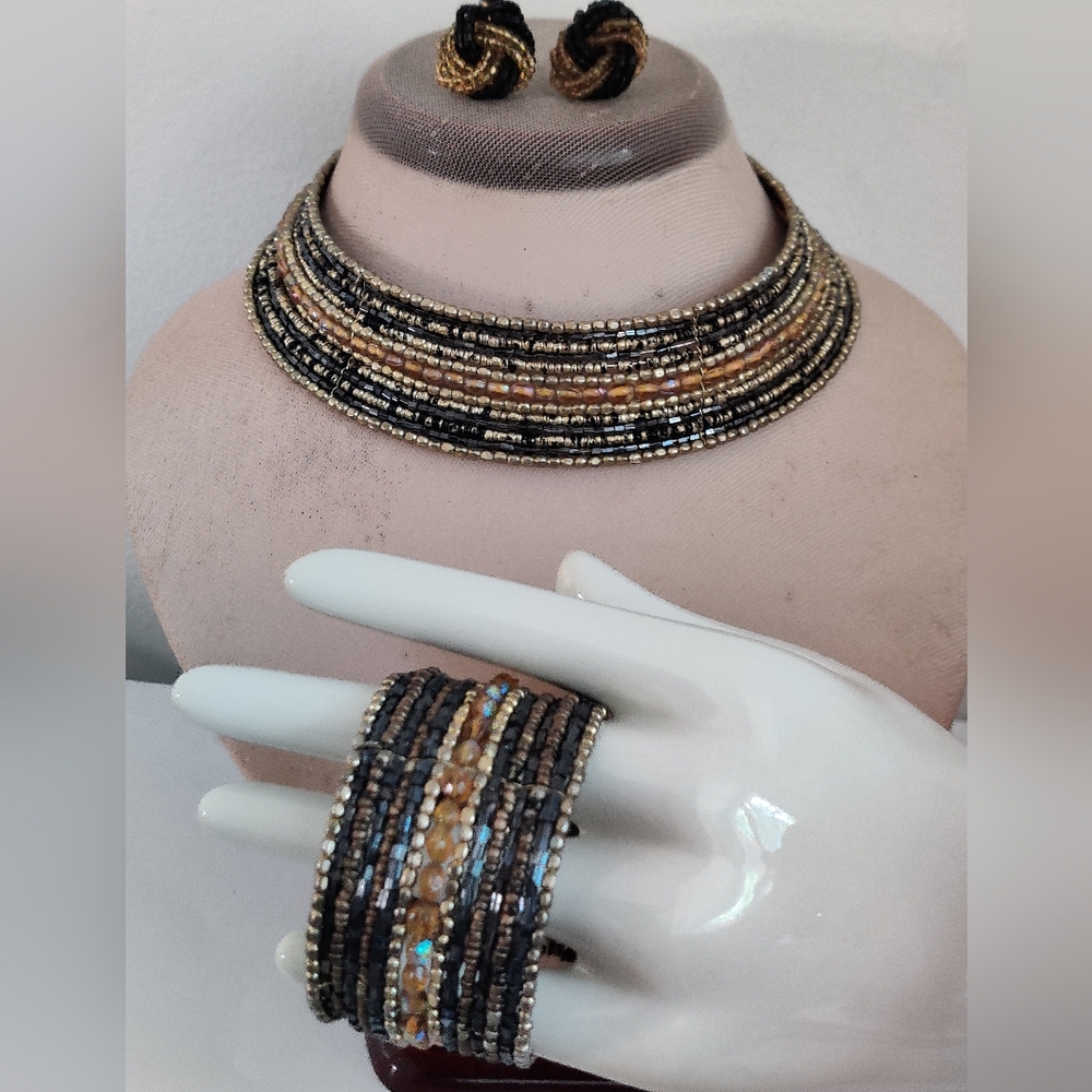 Cleopatra style glass seed beads jewelry set